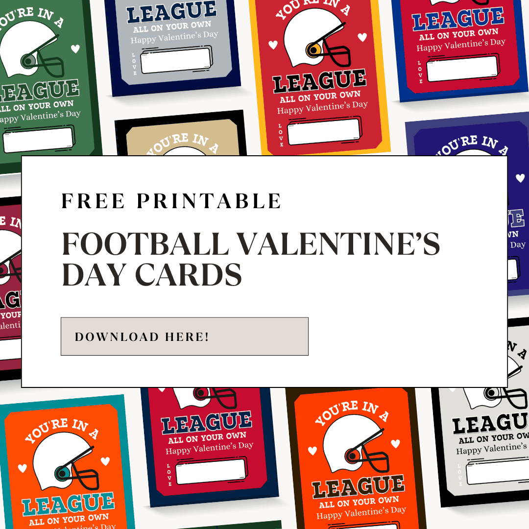 free printable football valentines day cards with teenymate figurines