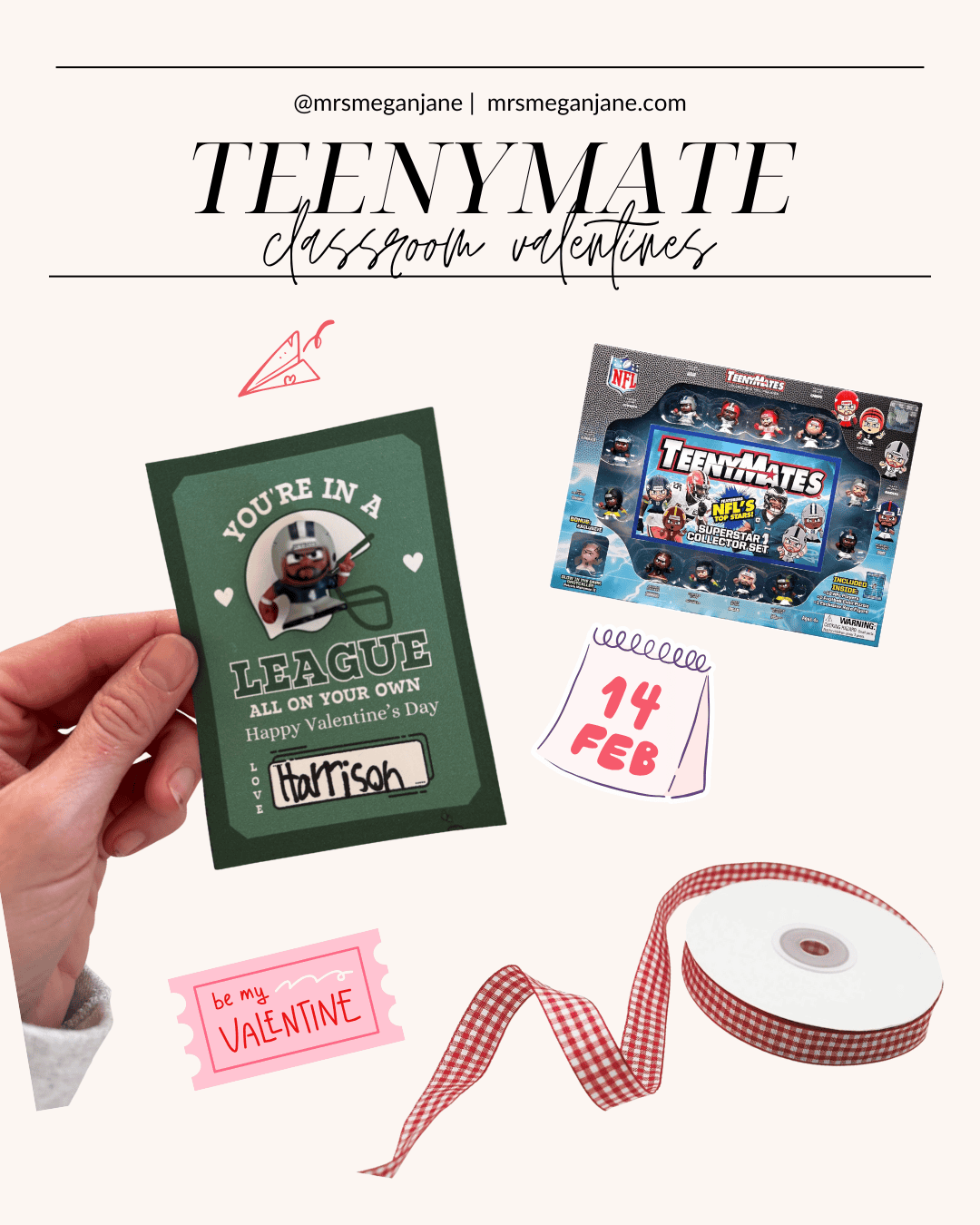 free printable football valentines day cards with teenymate figurines supplies