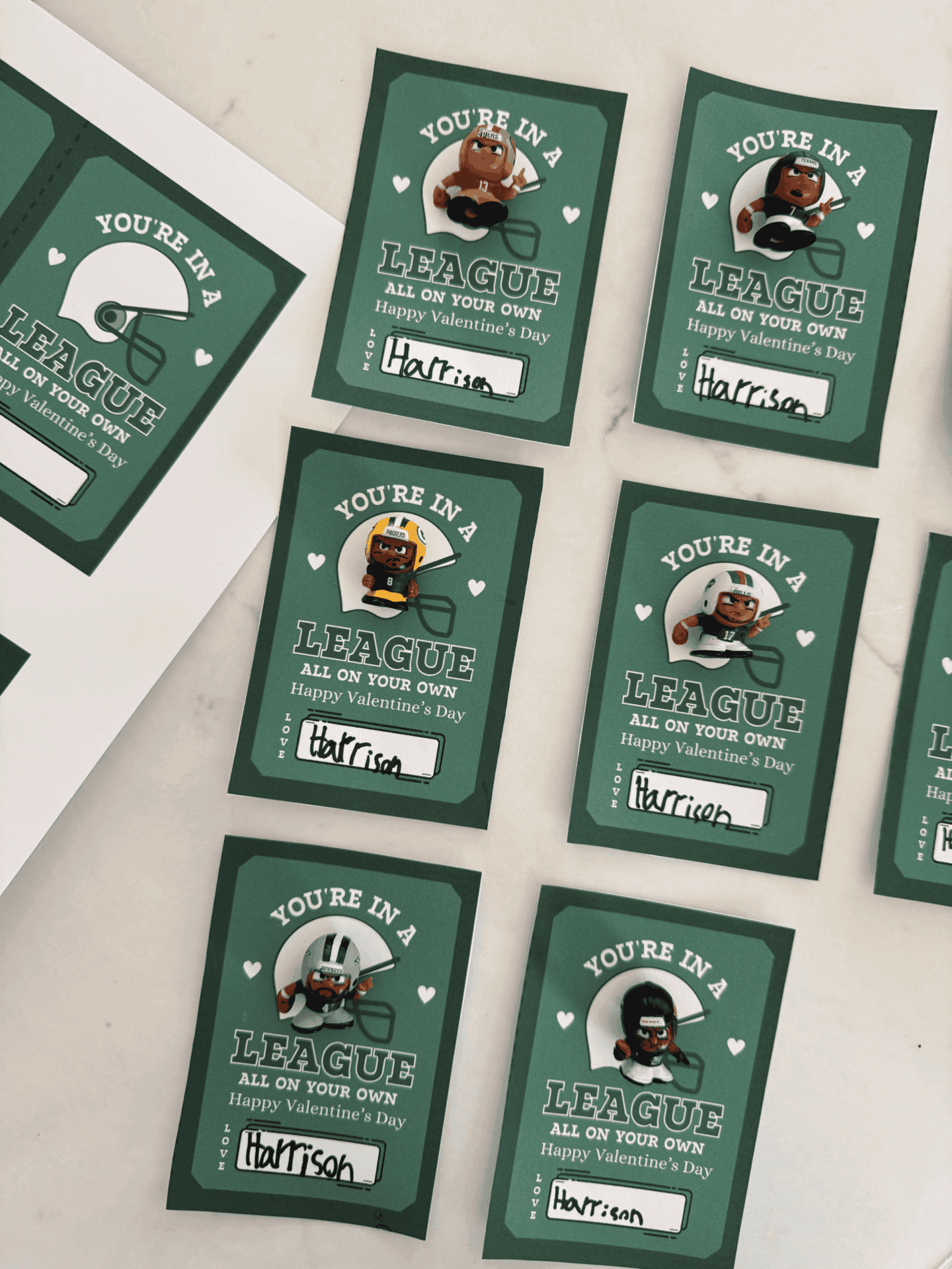 free printable football valentines day cards with teenymate figurines