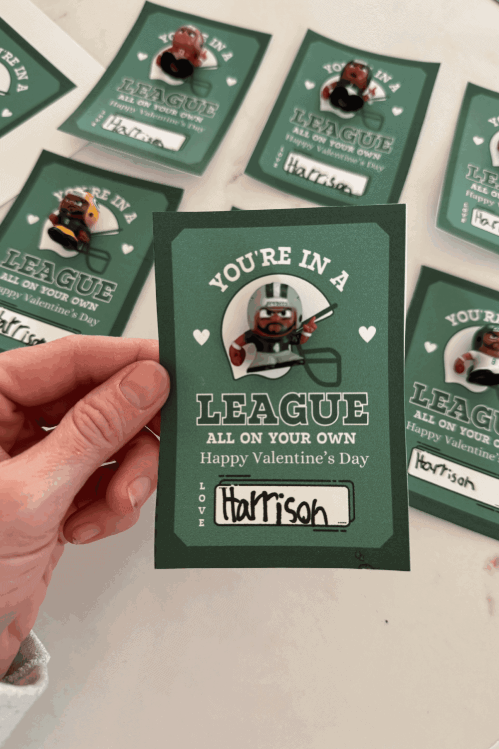 free printable football valentines day cards with teenymate figurines